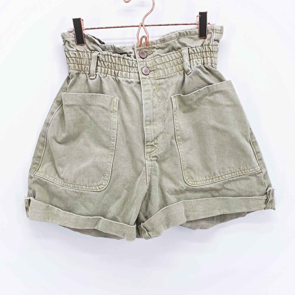 Zara Paperbag Denim Bermuda Shorts